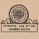 Cocheco cloth doll mark Patented Aug. 15th, 1893 Number 503316