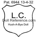 Laurie Cohan doll mark Pat. 6944 13-4-32 LC Hush-a-Bye doll