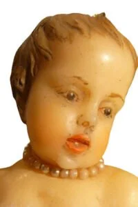creche 1880s baby Jesus doll wax face