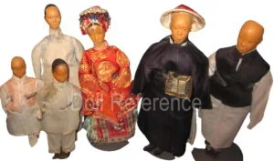 ca. 1920s Door of Hope Bridal Party wooden dolls Chinese