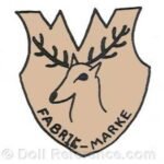 Berthold Eck Unterneubrunn Puppenfabrik doll mark stag or deer head Fabrik Marke on a shield