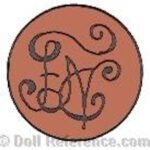 E-G German Doll Makers and Marks Information 5 Fischer, Naumann & Company doll shoe mark FNC intertwined