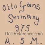 ca. 1922 Otto Gans doll mark Germany 975 AM,