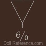 German Antique Mystery Unidentified Doll Marks With Symbols or Letters 6 German doll mark triangle symbol 6/0 on a black doll