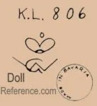 Goebel 1879+ Antique Bisque Dolls German 10 William Goebel doll mark K.L. 806 crown symbol WG Made in Bavaria stamp