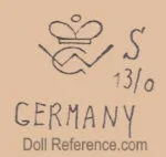 Goebel 1879+ Antique Bisque Dolls German 15 William Goebel doll mark crown symbol WG S 13/0 Germany