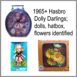 Hasbro 1965+ Vintage Dolly Darlings Dolls Identified USA 1 1965+ Hasbro Hatbox, Dolly Darlings, Flower Darlings dolls