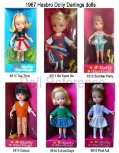 Hasbro 1965+ Vintage Dolly Darlings Dolls Identified USA 3 1967 Hasbro Dolly Darlings 1st six dolls