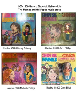 Hasbro 1967+ Show-biz Babies Vintage Dolls Identified USA 2 1967 Hasbro Show-biz Babies the Mamas and Papas dolls