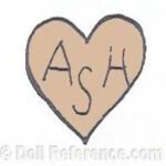 Her German Antique Doll Makers and Marks Information 5 Albin Hess doll mark ASH inside a heart symbol