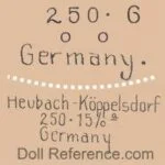 Ernst Heubach Antique Bisque Dolls 1887+ German 8 Ernst Heubach doll mark 250 Germany, Heubach Koppelsdorf 250