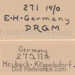 Ernst Heubach Antique Bisque Dolls 1887+ German 10 Ernst Heubach doll mark 271 EH Germany, 275 Koppelsdorf