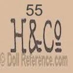 Hamburger, Hinrichs, Heber 1889+ Antique Dolls Identified USA German 10 Hinrichs doll mark 55 h & Co