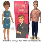 Ideal 1962+ Tammy Vintage Doll Family; Mom, Dad, Ted, Pepper, Pete Identified USA 4 1963 Ideal Tammy's Mom and Dad dolls