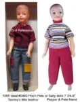 Ideal 1962+ Tammy Vintage Doll Family; Mom, Dad, Ted, Pepper, Pete Identified USA 6 1965 Ideal #9449 Pos'n Pete, Pos'n Salty dolls