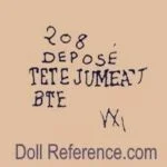 Jumeau doll mark 208 Depose Tete Jumeau BTE
