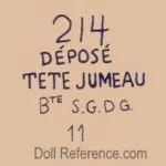 Jumeau doll mark 214 Depose Tete Jumeu Bte SGDG