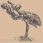 Jacob Jung doll mark stork bird standing with baby