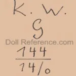 Keramisches Werke Grafenheim doll mark KWG 144