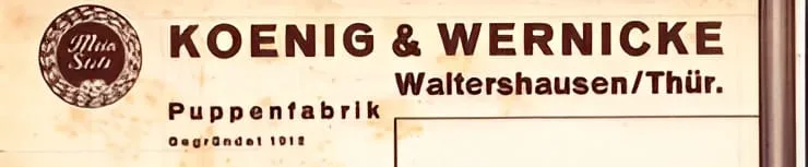 Koenig & Wernicke 1912+ Antique Bisque Dolls, Marks German 2 Koenig & Wernicke company letterhead
