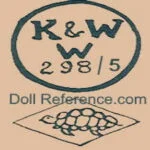 Koenig & Wernicke 1912+ Antique Bisque Dolls, Marks German 7 Koenig & Wernicke doll mark K & WW 298 / 7 turtle symbol