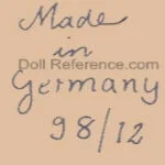 Koenig & Wernicke 1912+ Antique Bisque Dolls, Marks German 4 Koenig & Wernicke doll mark Made in Germany 98