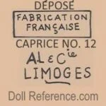Lanternier 1855+ Antique Bisque Dolls Identified French 3 Lanternier doll mark Depose Fabrication Francaise Caprice AL & Cie Limoges