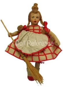 ca. 1938 Lenci sweeper girl cloth doll 9 1/2" tall