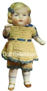 Limbach Porzellanfabrik 1893+ Antique Bisque Dolls, Marks German 1 ca. 1914 Limbach Nancy molded hair all bisque doll 4 1/2"