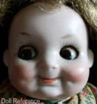 Limbach Porzellanfabrik 1893+ Antique Bisque Dolls, Marks German 5 1920s Limbach Googly eye doll 8" face with dimples