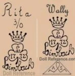 Limbach Porzellanfabrik 1893+ Antique Bisque Dolls, Marks German 21 Limbach doll mark Rita, Wally crown, 1772 three leaf clover Limbach