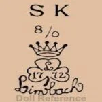 Limbach Porzellanfabrik 1893+ Antique Bisque Dolls, Marks German 20 Limbach doll mark SK crown, 1772 three leaf clover Limbach