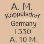 Armand Marseille 1884+ Antique Bisque Doll Marks, Mold Numbers German 15 Armand Marseille doll mark AM Koppelsdorf Germany 1330 AM