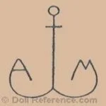 Armand Marseille 1884+ Antique Bisque Doll Marks, Mold Numbers German 21 Marseille doll mark AM anchor symbol