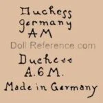 Armand Marseille 1884+ Antique Bisque Doll Marks, Mold Numbers German 22 Marseille doll mark Duchess AM Germany