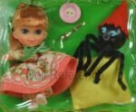 Mattel 1968 Vintage Kiddles Storybook, Sweetheart, Chitty Bang Dolls USA 5 1967-1968 Mattel Liddle Kiddles Storybook #3545 Liddle Middle Muffet doll