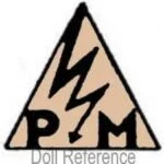 1920 Mengersgereuth Porzellanfabrik doll trade mark a triangle, lightening bolt PM