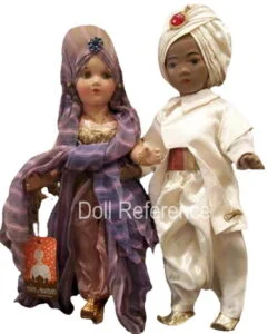 1940s Mollyes Thief of Bagdad Maid in Waiting & Sabu dolls