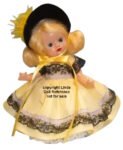 1953 Nancy Ann Muffie doll 8" #B807-1 yellow gown