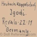 Gebruder Ohlhaver 1912+ Antique Bisque Revalo Dolls German 9 Gebruder Ohlhaver doll mark Heubach-Koppelsdorf Revalo 22-11 Germany