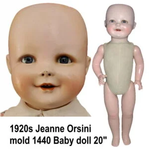 Jeanne Orsini Dolls or Kiesewetter Antique Dolls 1 1920s Jeanne Orsini doll mold 1440 Baby doll 20"