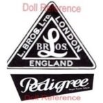 M-R British, English Doll Makers and Marks 3 Pedigree Line Brothers doll mark label