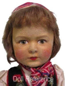 1930s Ronnaugh Petterssen Hallingdal cloth girl doll face 18"