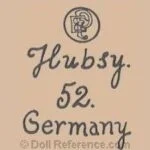 Austria or Belgium Doll Makers Doll Marks 4 Emil Pfeiffer doll mark intertwined initials EP Hubsy 52