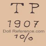 Bohemia or Czechoslovakia Doll Makers, Marks 3 Theodor Pohl doll mark TP 1907