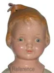 1928 Regal USA Kiddie Pal Dolly doll with hair loop bow face 19"