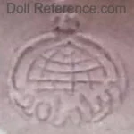 Austria or Belgium Doll Makers Doll Marks 9 Petrasch & Rosenaur doll mark world globe Gobaly