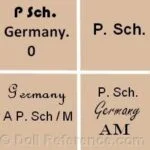 Peter Scherf Dolls 1879+, Paul Schmidt Dolls 1922+ German 2 Peter Scherf doll marks P Sch Germany, A P Sch M