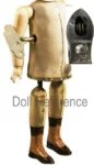 Franz Schmidt 1890+ Antique Bisque Dolls German 12 Ferdinand Imhoff mechanical wind up boy marked on bottom of metal shoe with rollers Aller Lander.