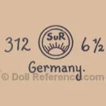 ca. 1922 Seyfarth & Reinhardt doll mark 312 SUR Germany